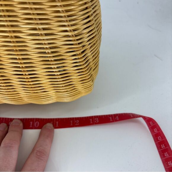 Etienne Aigner Brown and Tan hand Bag with Woven Wicker Texture with wallet - Picture 16 of 16